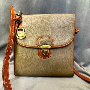 Dooney & Bourke Vintage Camera Bag with Strap- Olive Green with Brown and Gold